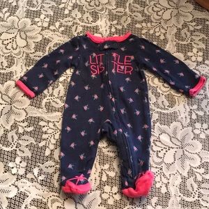 👍Baby Girl Sz NB One Pc Zip Jammies